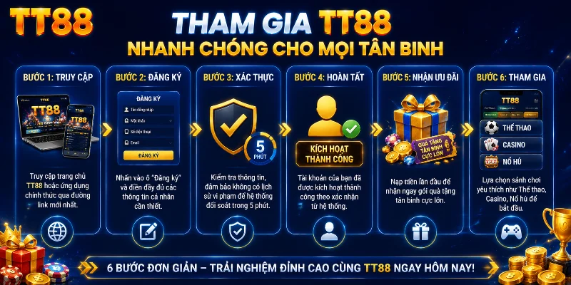 Tân binh dễ dàng gia nhập TT88 cùng quy trình đăng ký tiện lợi 
